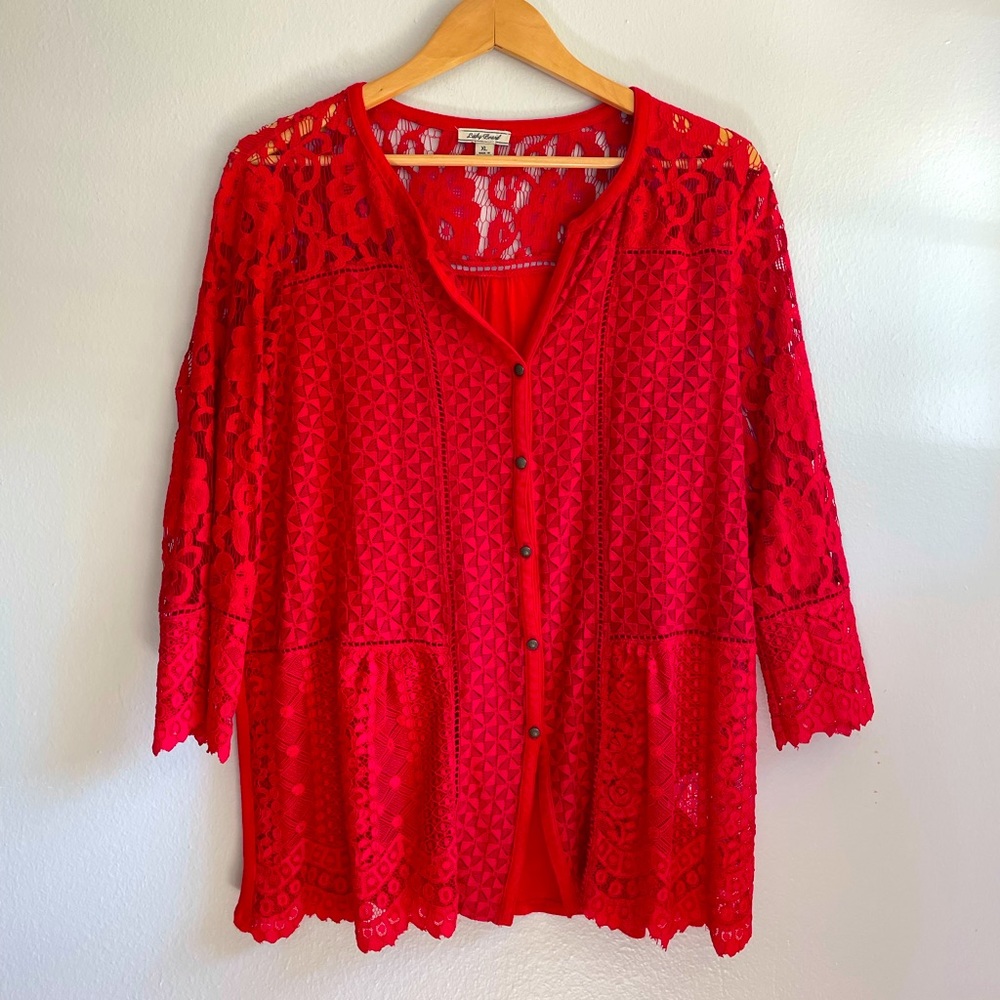 Red Lucky Brand lace top